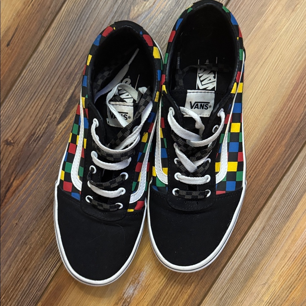 Vans Old Skool Rainbow Checkered Sneakers Youth 6.5 or women’s 8 - Picture 4 of 7